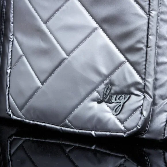 Lug Drifter Quilted Silver Tote Bag With Double Zipper Closure & Multi-Pockets - Picture 3 of 12